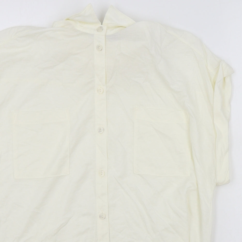 Marks and Spencer Womens Ivory Viscose Basic Button-Up Size 10 Collared