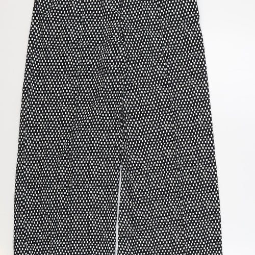 Marks & Spencers Womens Black Geometric Polyester Bloomer Trousers Size 10 L32 in Regular Drawstring