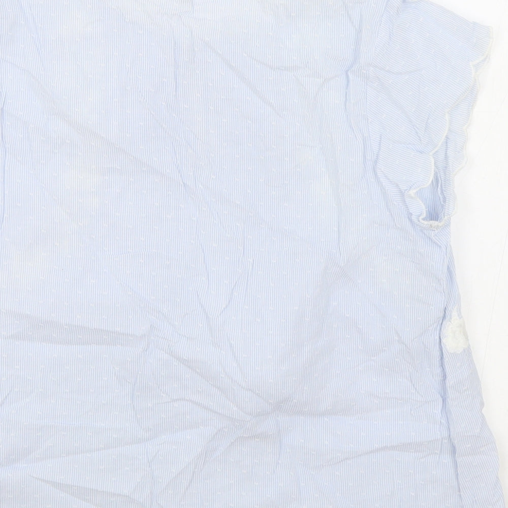 Principles Womens Blue Floral 100% Cotton Basic Blouse Size 12 V-Neck