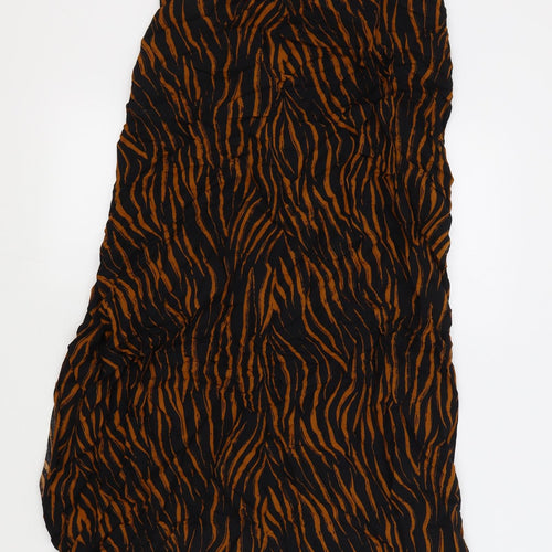 Marks & Spencers Womens Black Animal Print Viscose Wrap Skirt Size S Tie