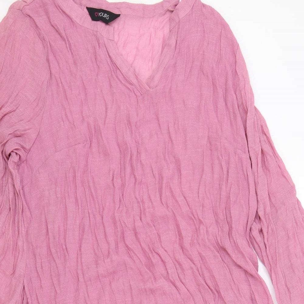 Yours Womens Pink Viscose Wrap Blouse Size 22 V-Neck
