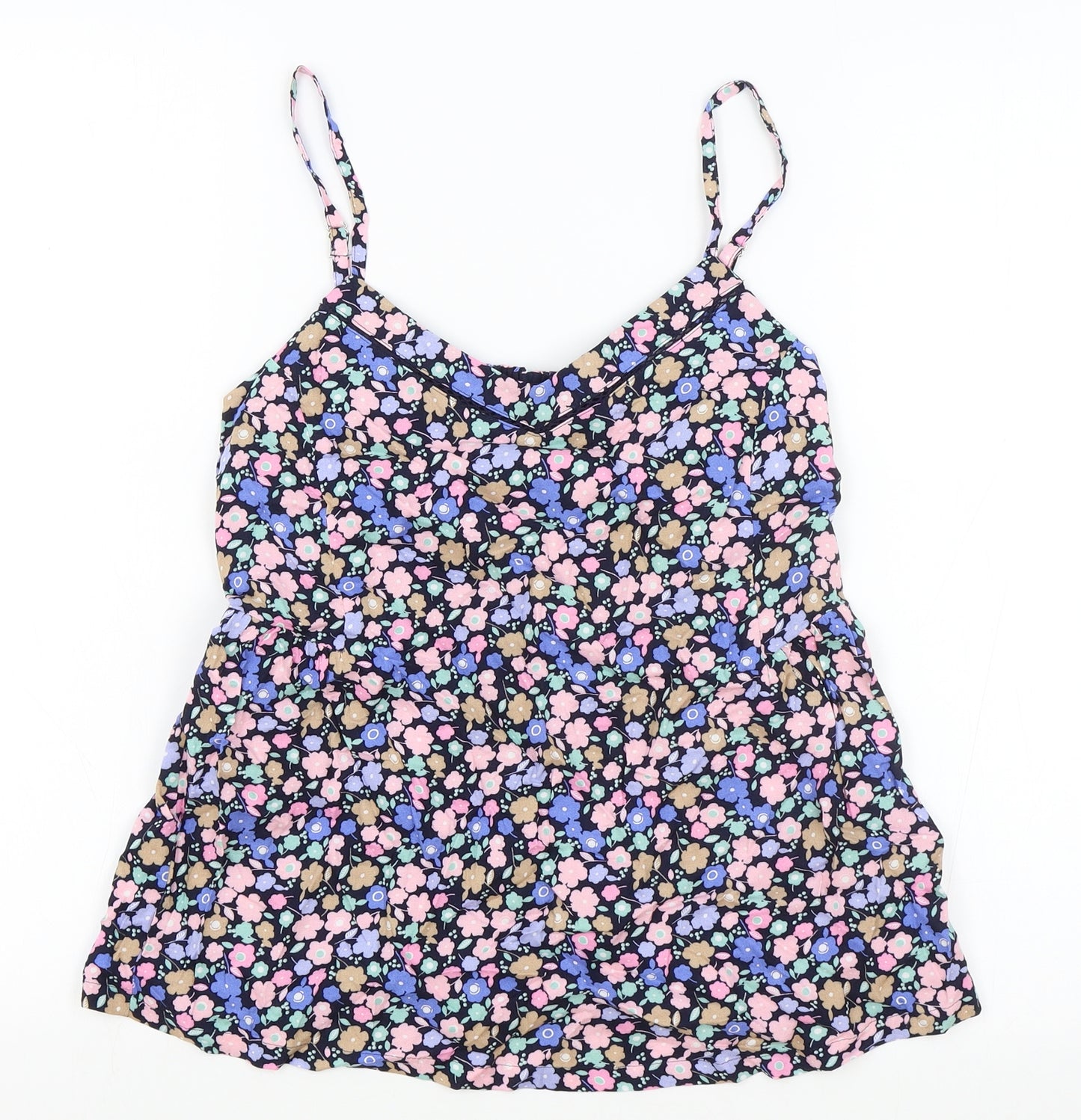 Marks and Spencer Womens Black Floral Viscose Camisole Tank Size 6 V-Neck