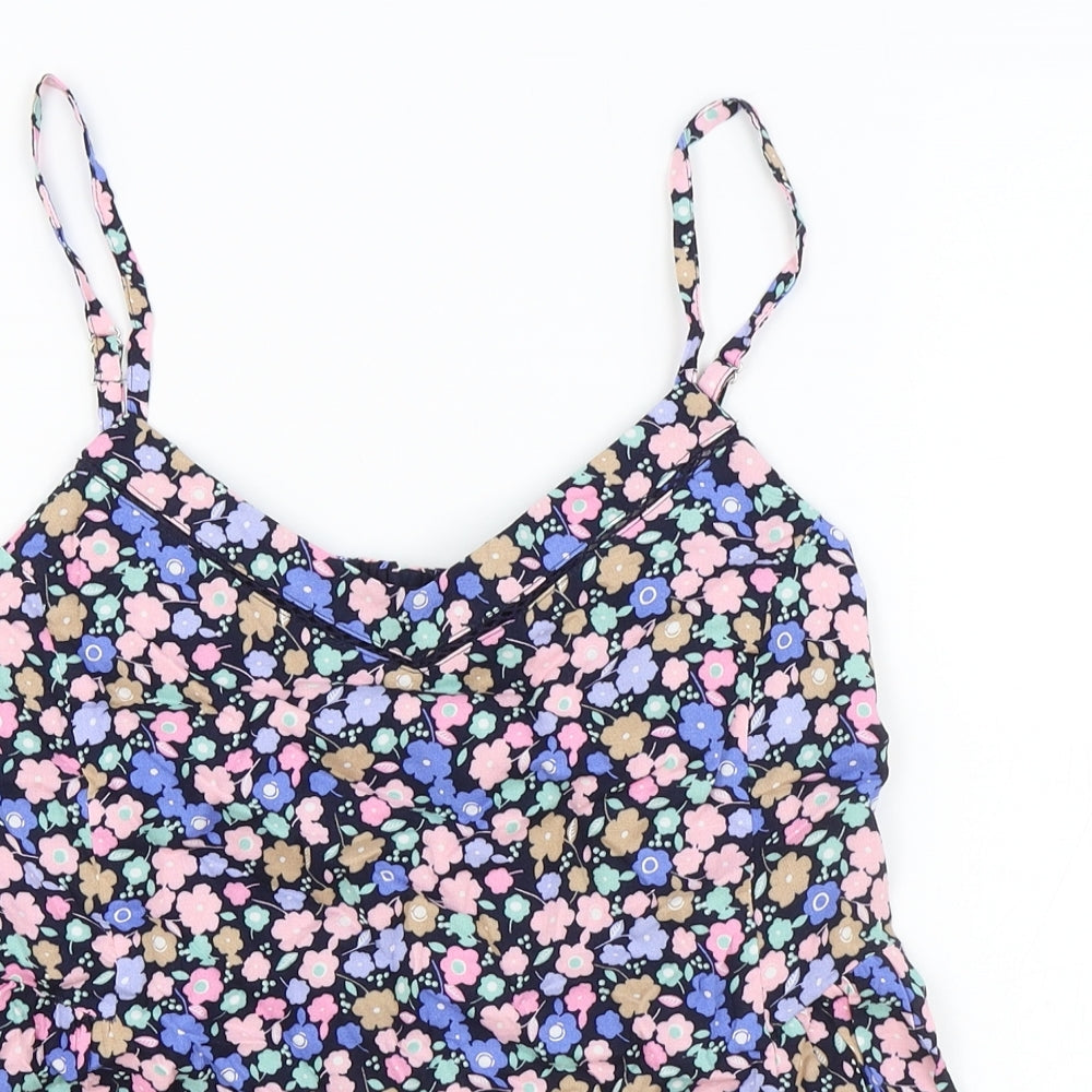 Marks and Spencer Womens Black Floral Viscose Camisole Tank Size 6 V-Neck