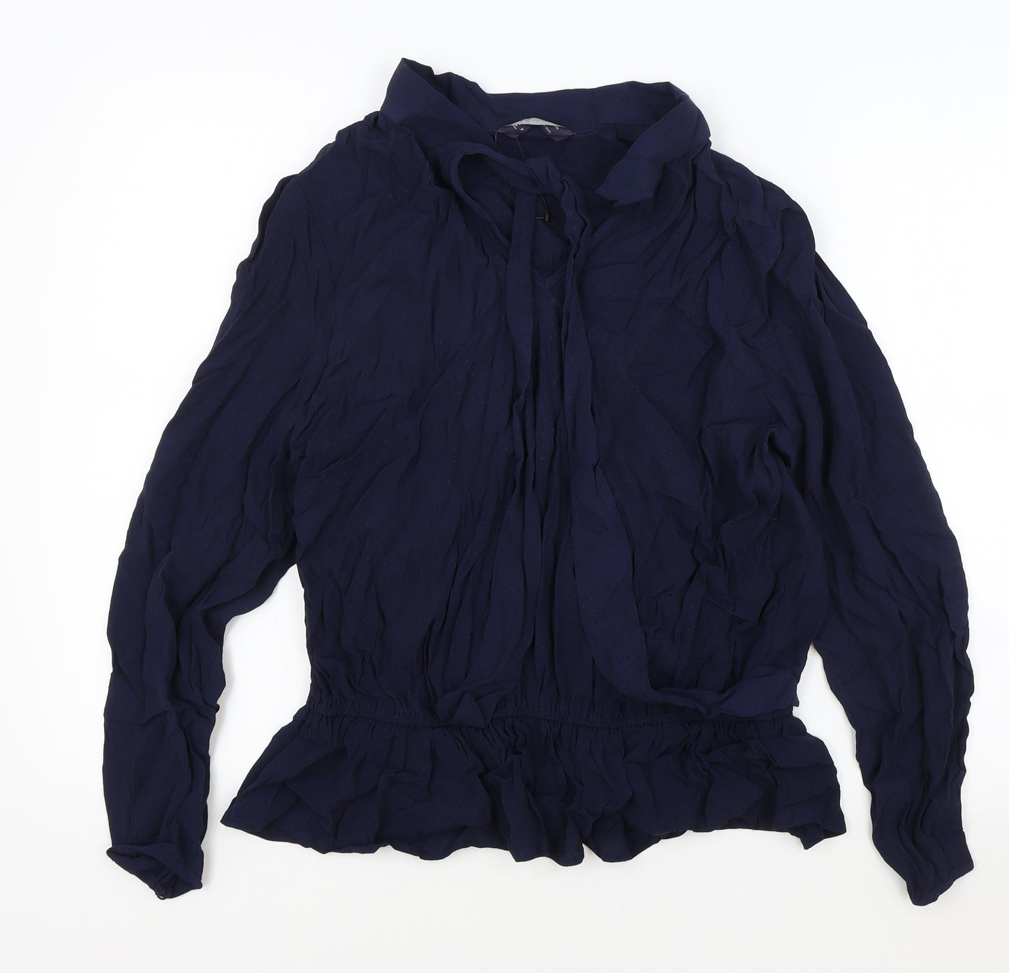 Marks and Spencer Womens Blue Viscose Basic Blouse Size 16 V-Neck