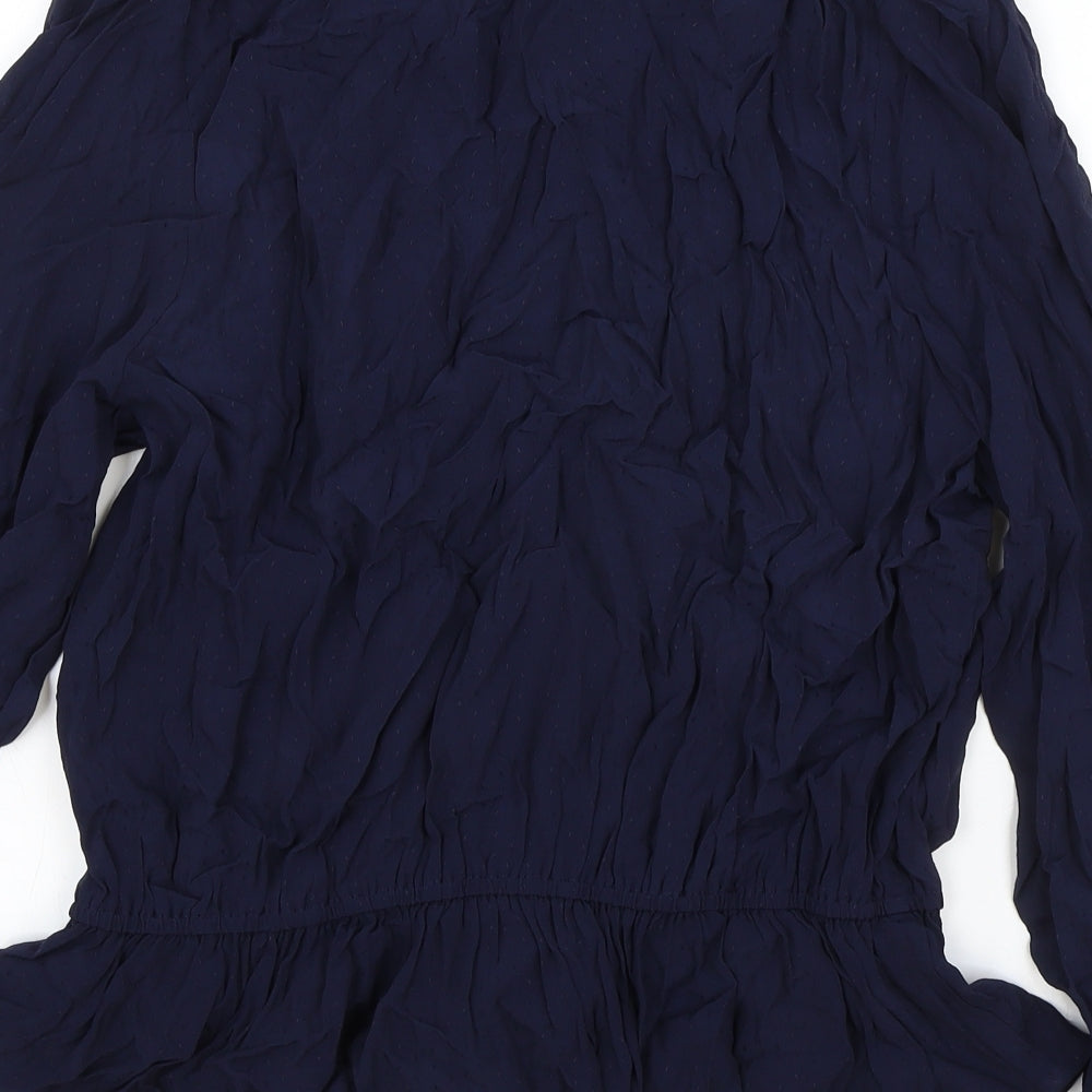 Marks and Spencer Womens Blue Viscose Basic Blouse Size 16 V-Neck