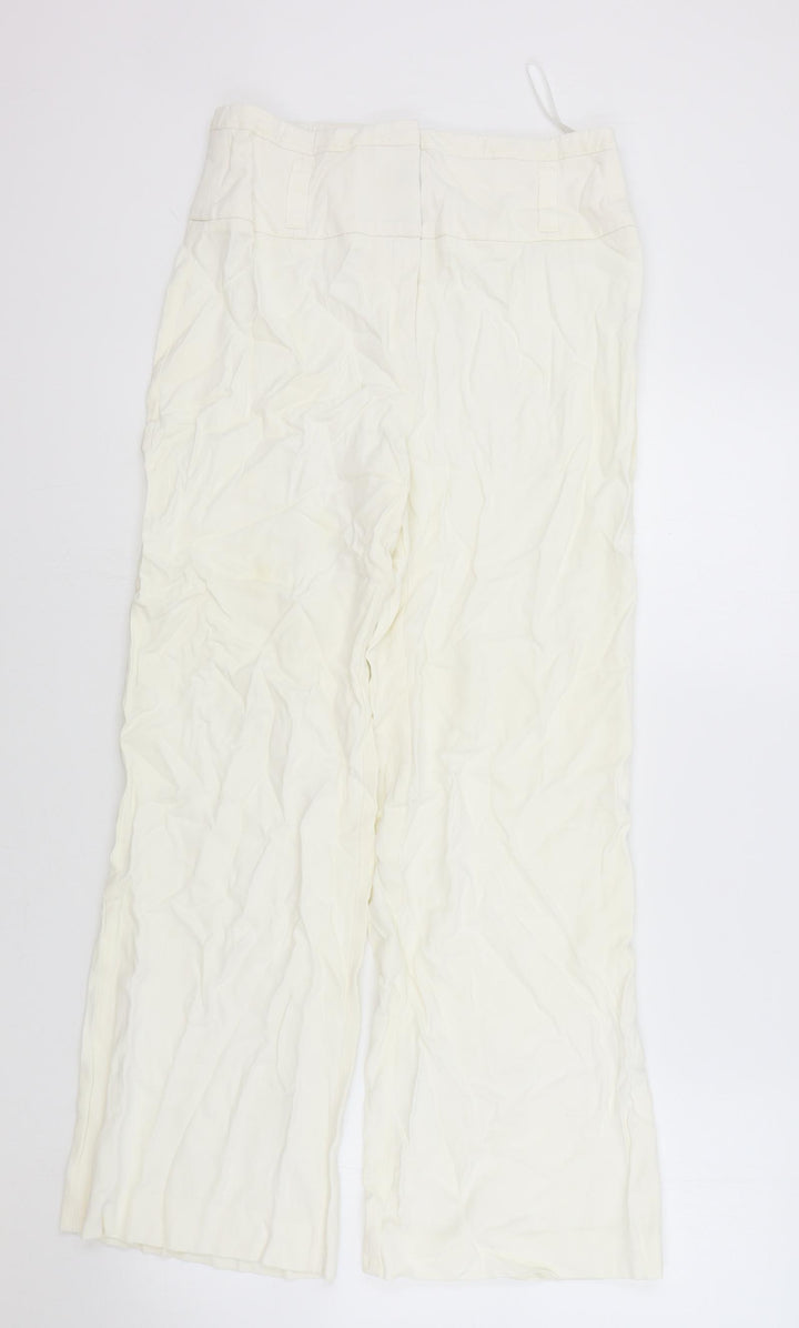 Principles Womens Ivory Acetate Chino Trousers Size 10 L26.5 in Regular Zip