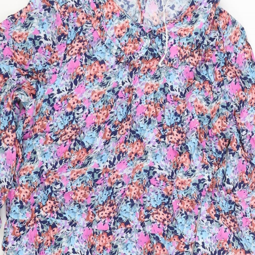 Marks and Spencer Womens Purple Floral Viscose Fit & Flare Size 14 Collared Zip