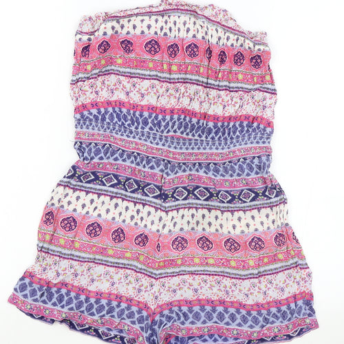 New Look Womens Purple Geometric Viscose Romper One-Piece Size 14 Pullover
