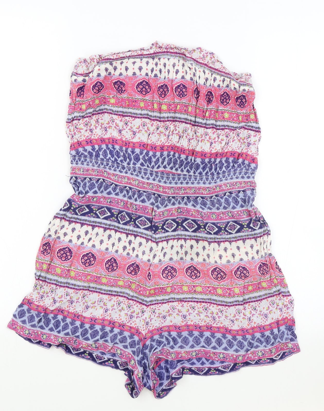 New Look Womens Purple Geometric Viscose Romper One-Piece Size 14 Pullover