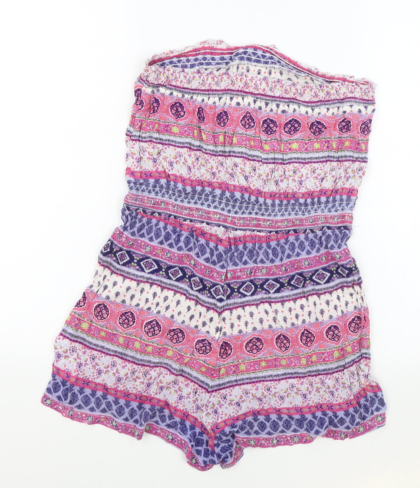 New Look Womens Purple Geometric Viscose Romper One-Piece Size 14 Pullover