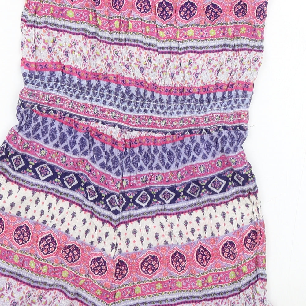 New Look Womens Purple Geometric Viscose Romper One-Piece Size 14 Pullover