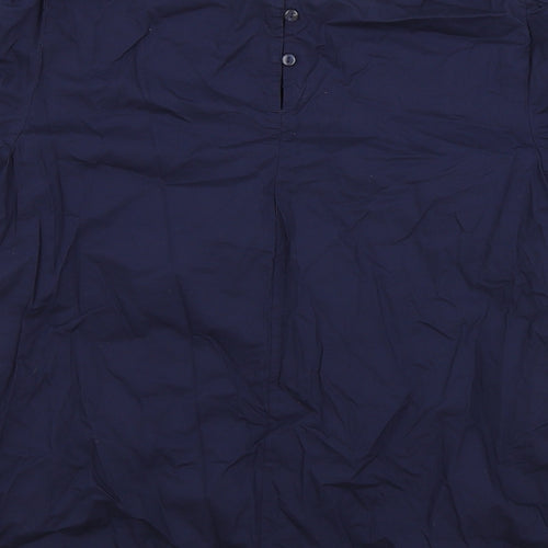 Marks and Spencer Womens Blue 100% Cotton Tunic T-Shirt Size 12 Boat Neck - Lace Detail