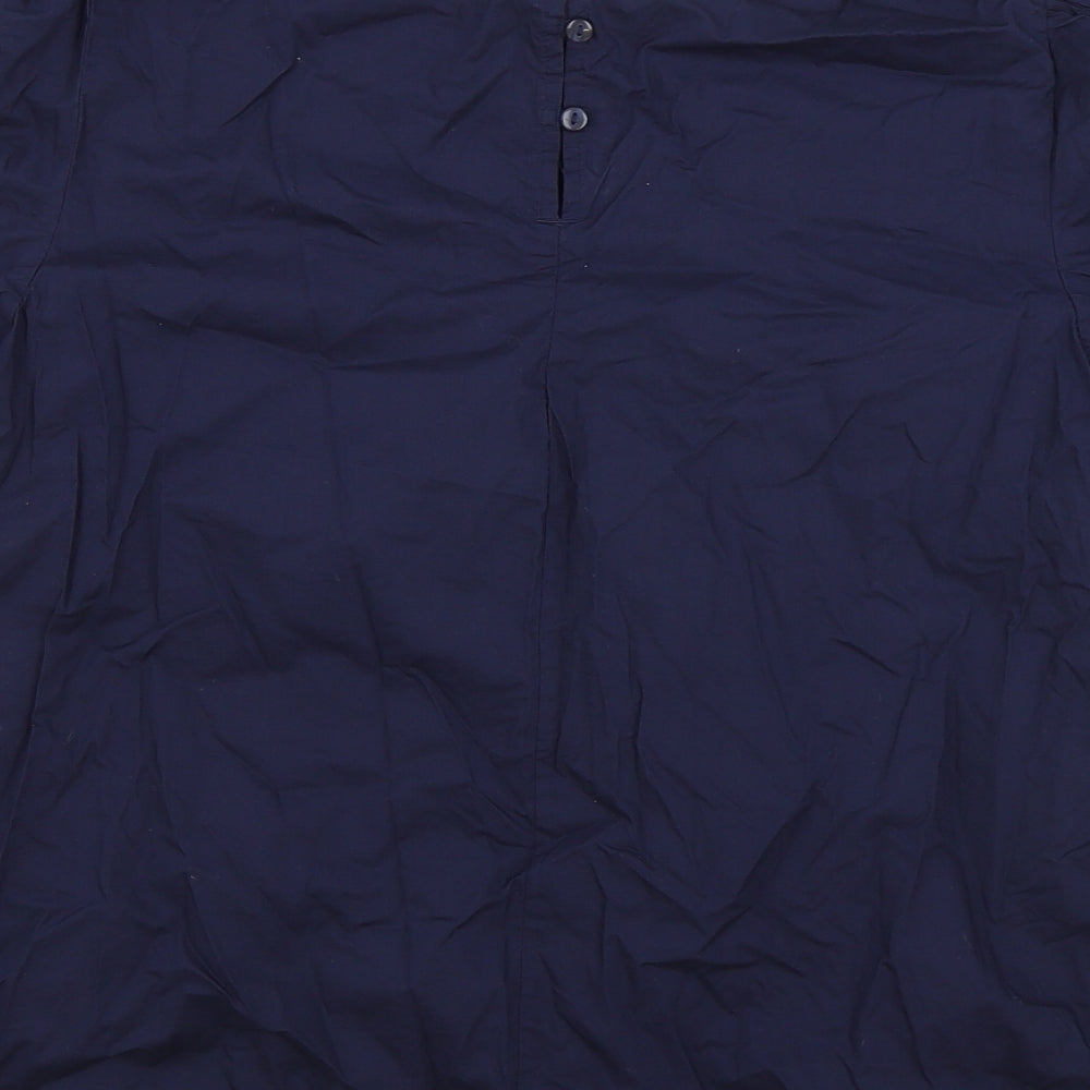 Marks and Spencer Womens Blue 100% Cotton Tunic T-Shirt Size 12 Boat Neck - Lace Detail