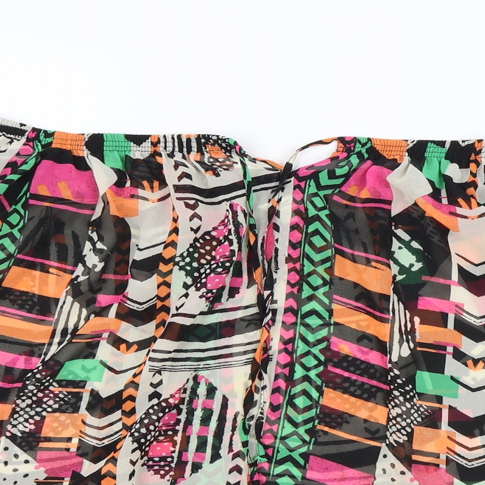 NEXT Womens Multicoloured Geometric Polyester Basic Blouse Size 14 Off the Shoulder