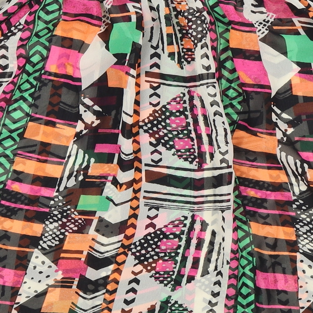 NEXT Womens Multicoloured Geometric Polyester Basic Blouse Size 14 Off the Shoulder