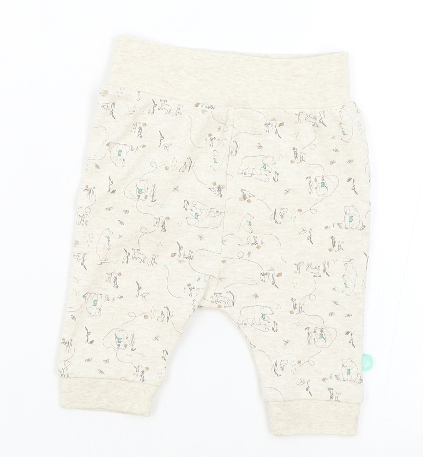 Jainco Beige Geometric Cotton Jogger Leggings Size 3-6 Months Pullover - Bear Print