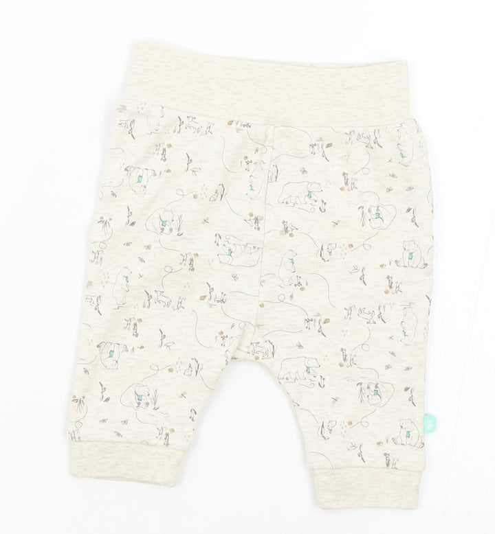 Jainco Beige Geometric Cotton Jogger Leggings Size 3-6 Months Pullover - Bear Print