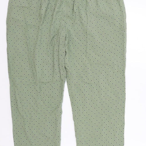 Marks and Spencer Womens Green Geometric Viscose Bloomer Trousers Size 12 L28 in Regular