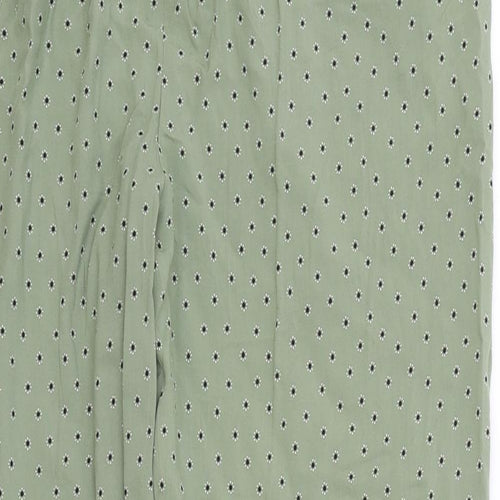Marks and Spencer Womens Green Geometric Viscose Bloomer Trousers Size 12 L28 in Regular