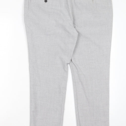 NEXT Mens Grey Polyester Trousers Size 36 in L29 in Regular Button - Short Leg