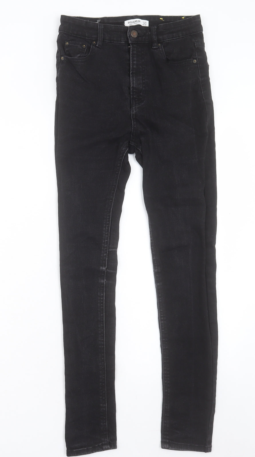 Pull&Bear Womens Black Cotton Skinny Jeans Size 8 L27 in Regular Button