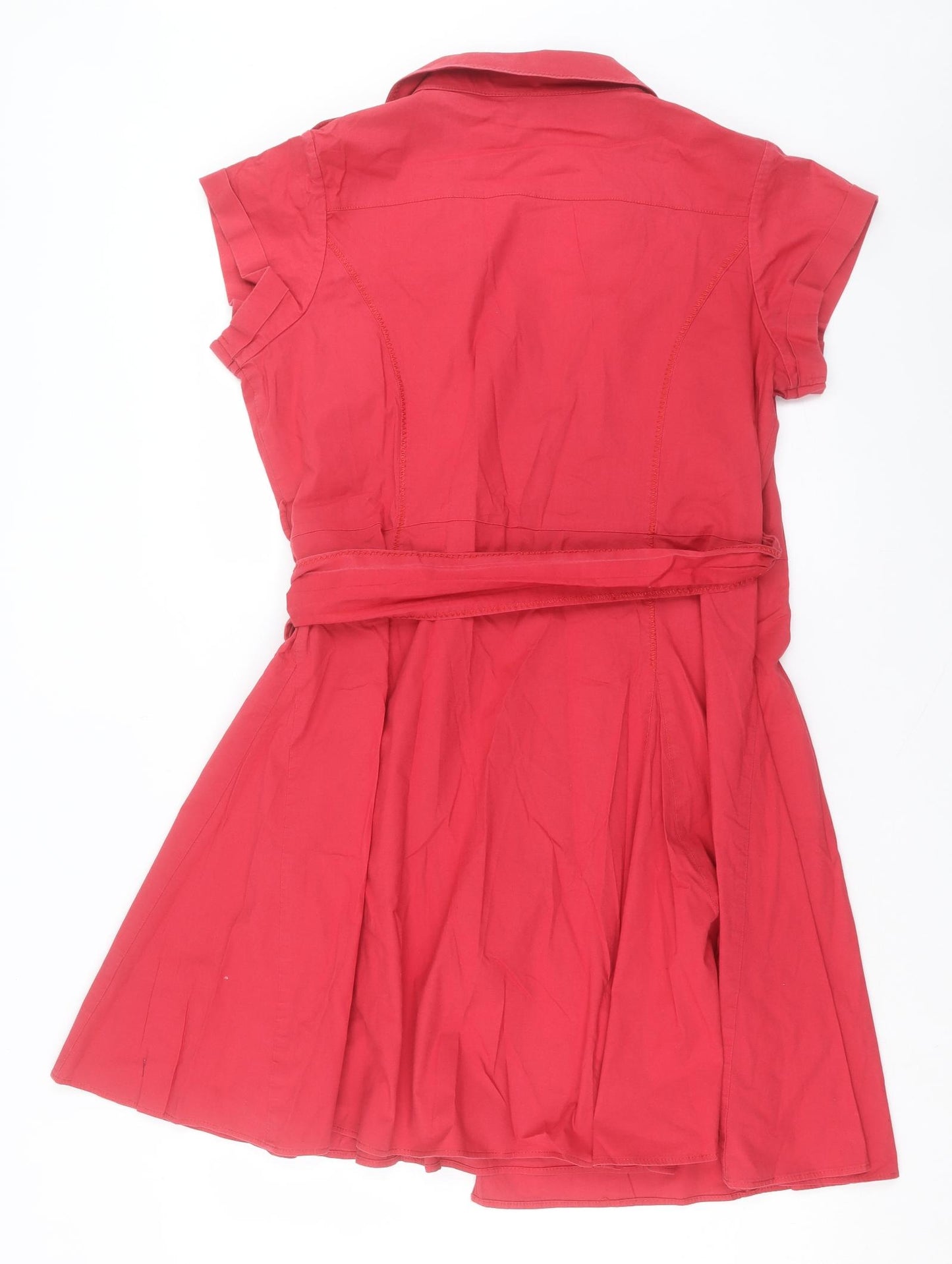 Jasper Conran Womens Pink Cotton A-Line Size 18 V-Neck Tie