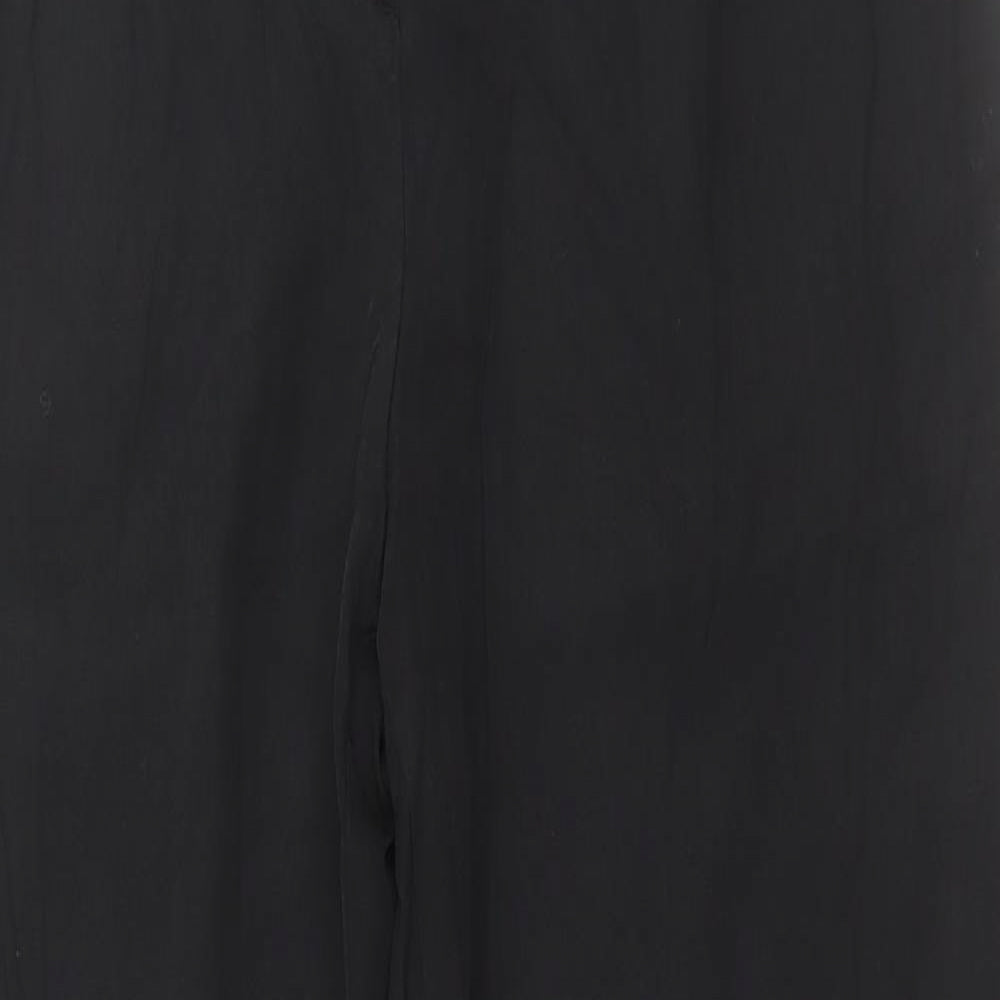 H&M Womens Black Lyocell Trousers Size 10 L31 in Regular Hook & Eye