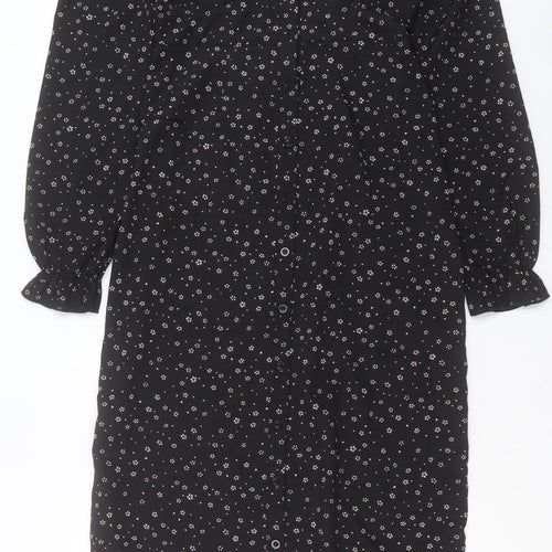 Missguided Womens Black Fair Isle Polyester A-Line Size 8 Boat Neck Button