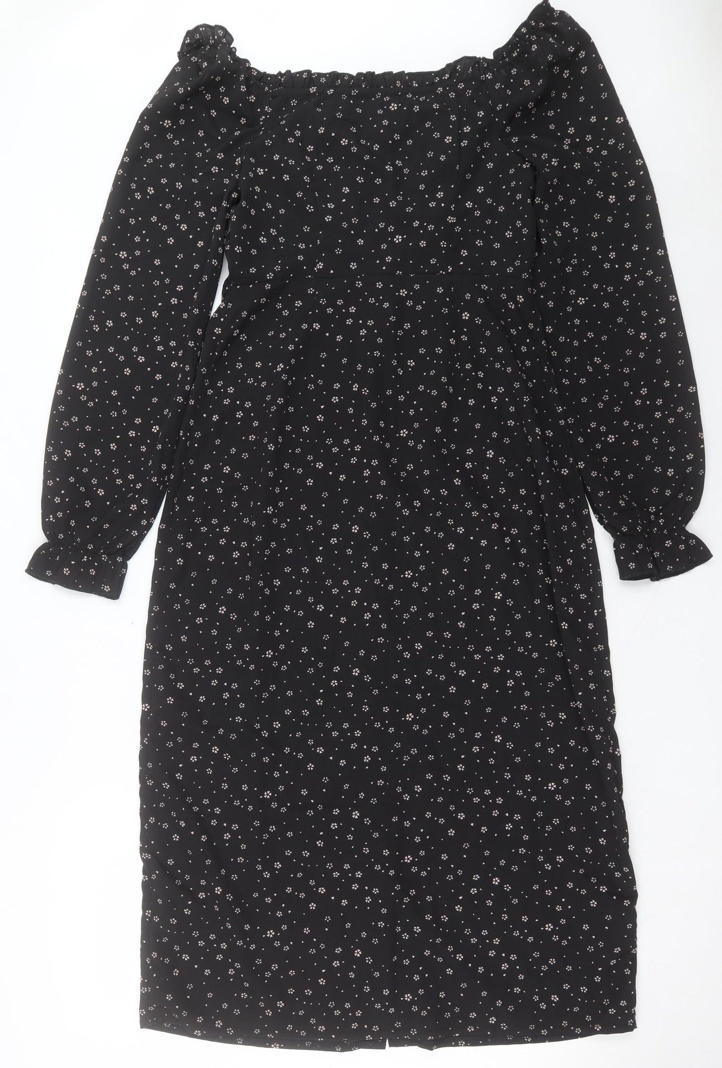 Missguided Womens Black Fair Isle Polyester A-Line Size 8 Boat Neck Button