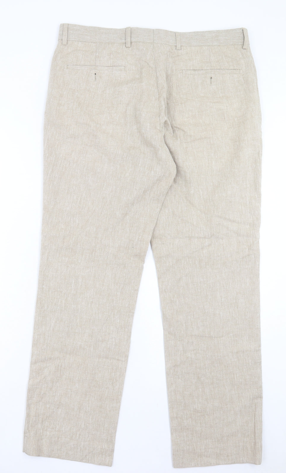 Debenhams Mens Beige Polyester Trousers Size 34 in L29 in Regular Hook & Eye