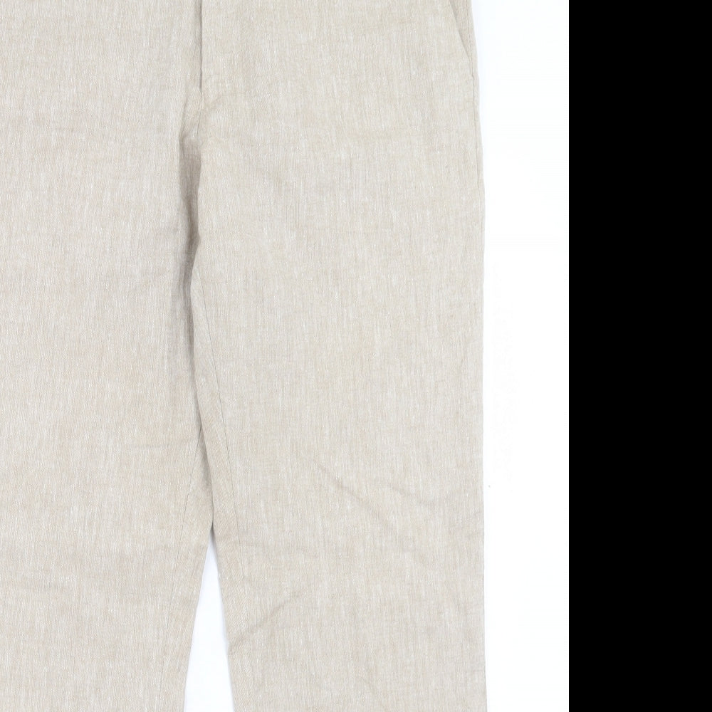Debenhams Mens Beige Polyester Trousers Size 34 in L29 in Regular Hook & Eye