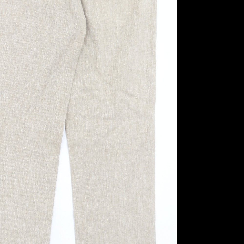 Debenhams Mens Beige Polyester Trousers Size 34 in L29 in Regular Hook & Eye