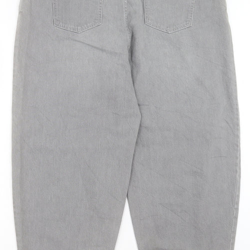 Marks and Spencer Womens Grey Cotton Straight Jeans Size 18 L27 in Slim Button