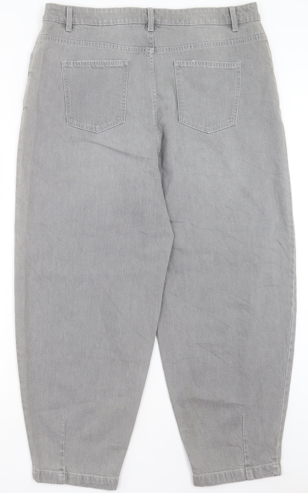 Marks and Spencer Womens Grey Cotton Straight Jeans Size 18 L27 in Slim Button