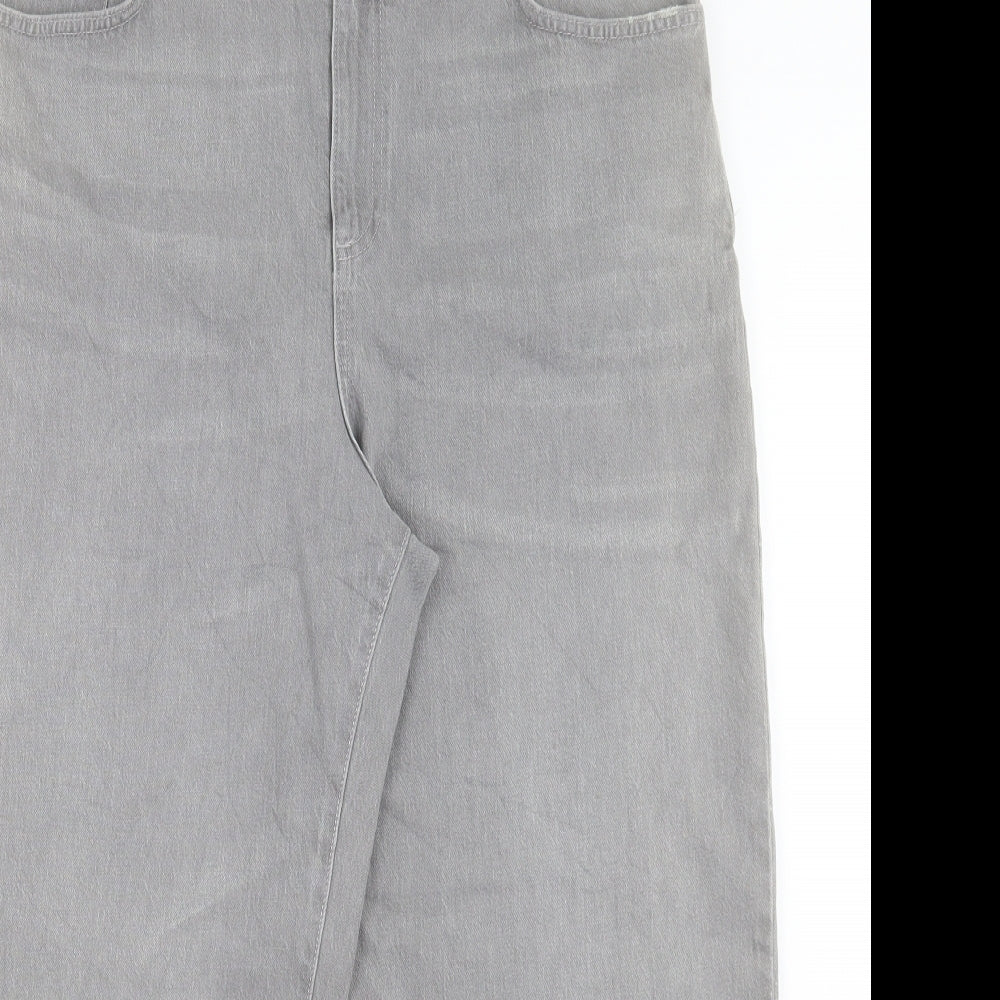 Marks and Spencer Womens Grey Cotton Straight Jeans Size 18 L27 in Slim Button