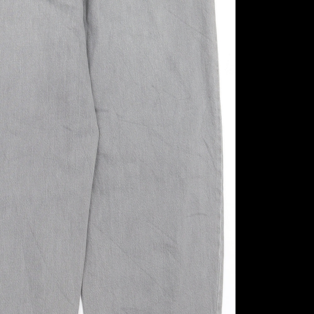Marks and Spencer Womens Grey Cotton Straight Jeans Size 18 L27 in Slim Button
