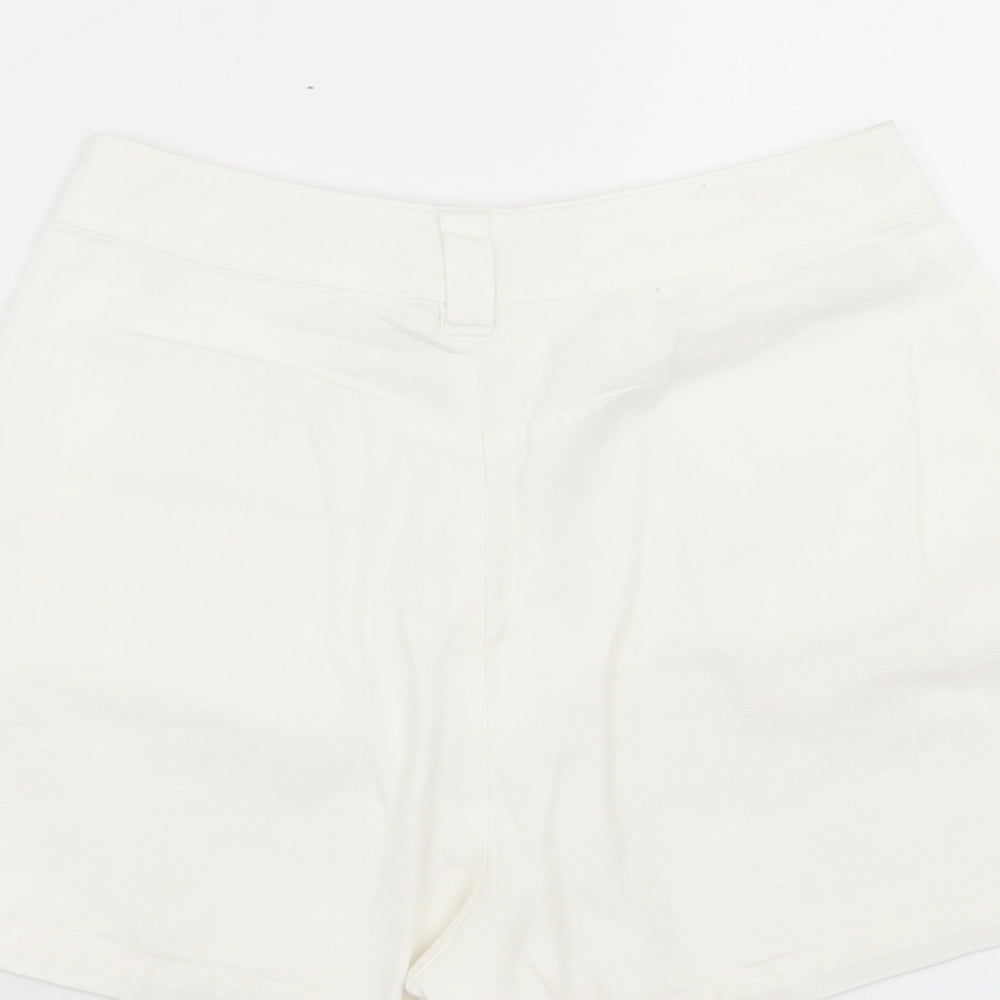 ASOS Womens White Cotton Cargo Shorts Size 8 L3 in Regular Button