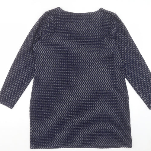 Joules Womens Blue Geometric Polyester Jumper Dress Size 16 Boat Neck Pullover
