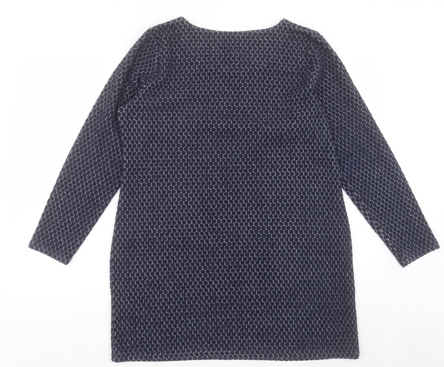 Joules Womens Blue Geometric Polyester Jumper Dress Size 16 Boat Neck Pullover