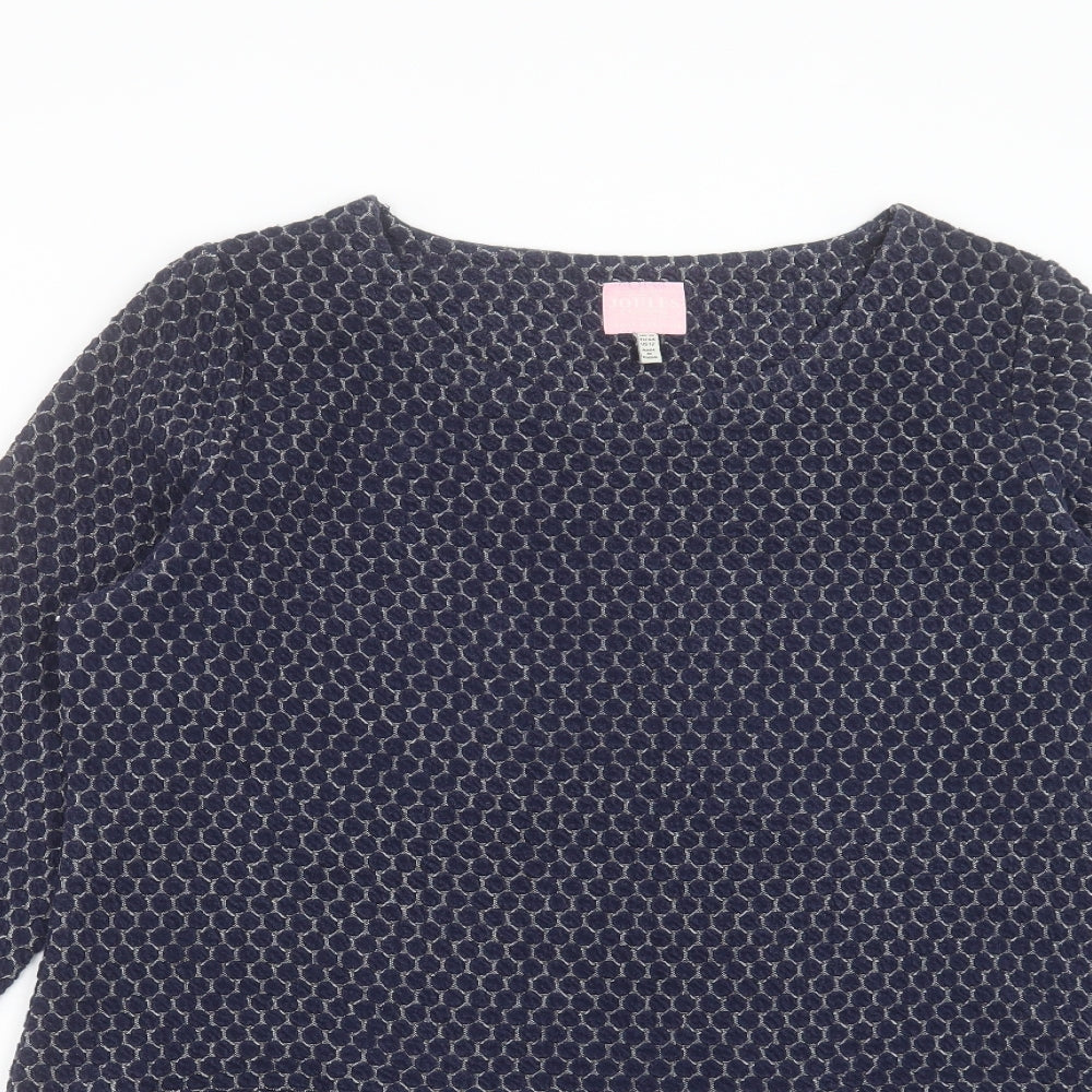 Joules Womens Blue Geometric Polyester Jumper Dress Size 16 Boat Neck Pullover