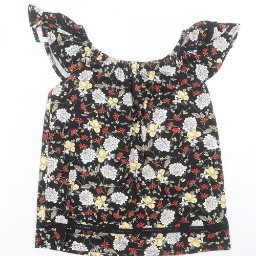 Very Womens Multicoloured Floral Viscose Basic T-Shirt Size 10 Off the Shoulder