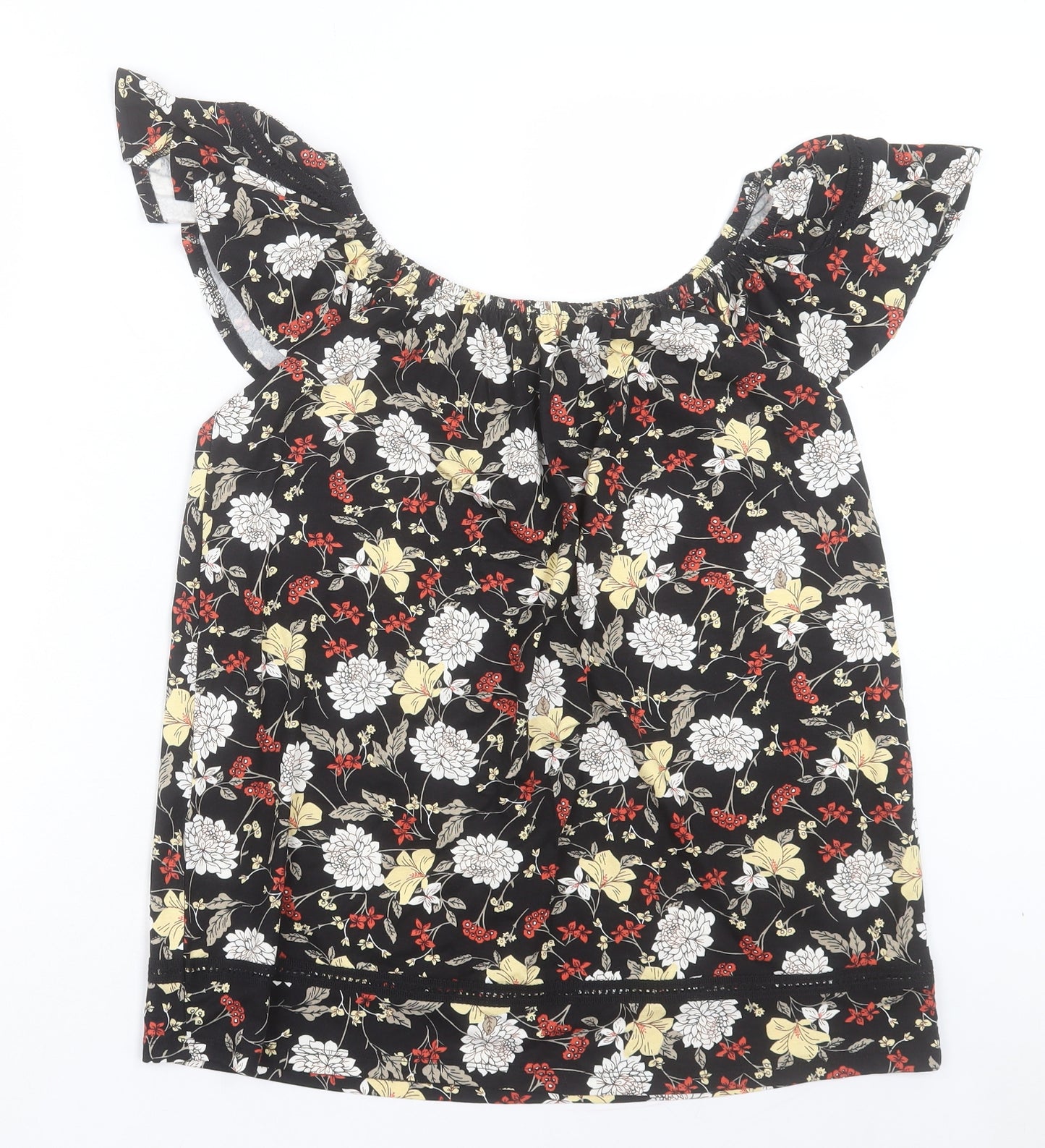 Very Womens Multicoloured Floral Viscose Basic T-Shirt Size 10 Off the Shoulder