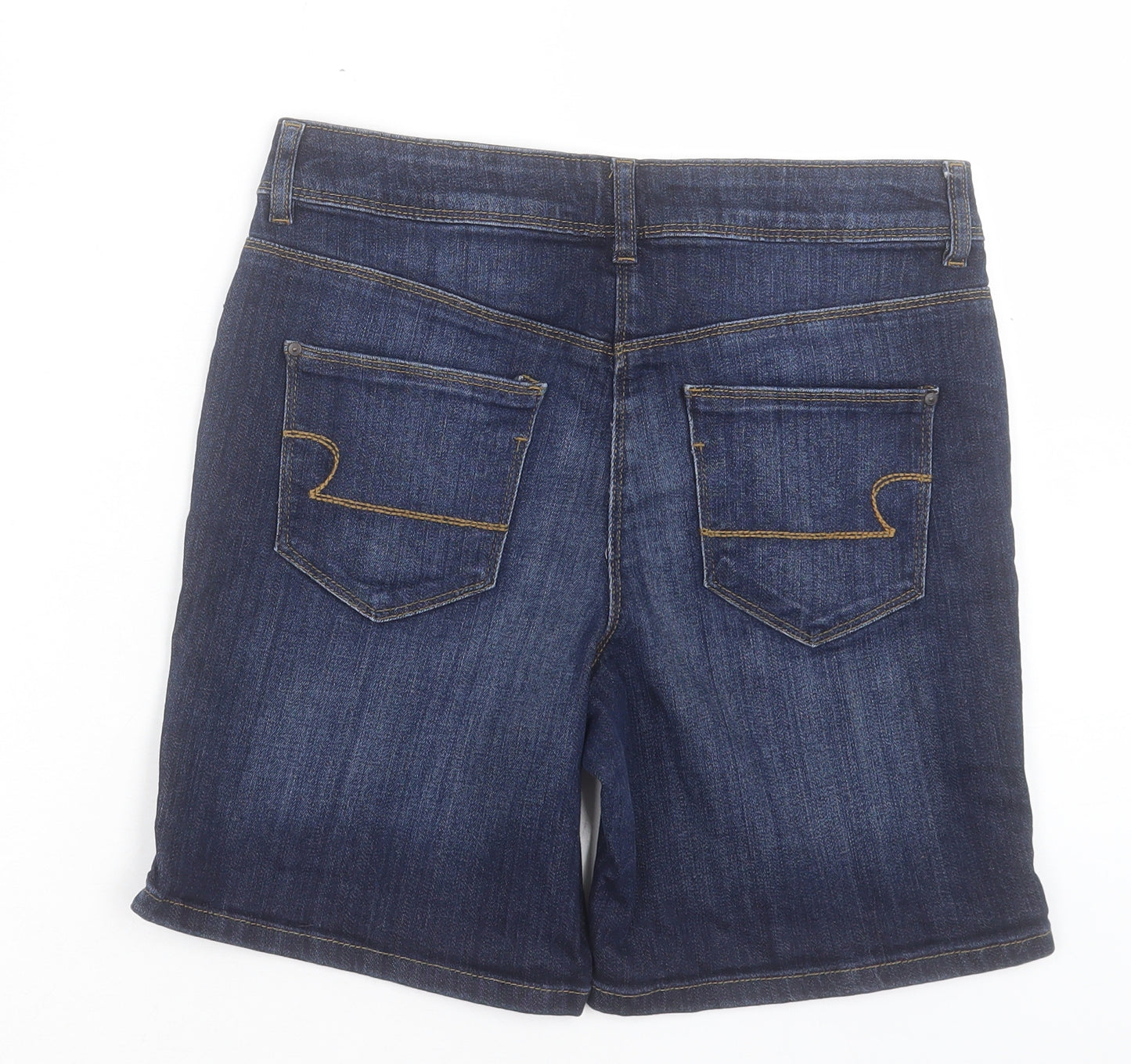 TU Womens Blue Cotton Boyfriend Shorts Size 10 L7 in Regular Button