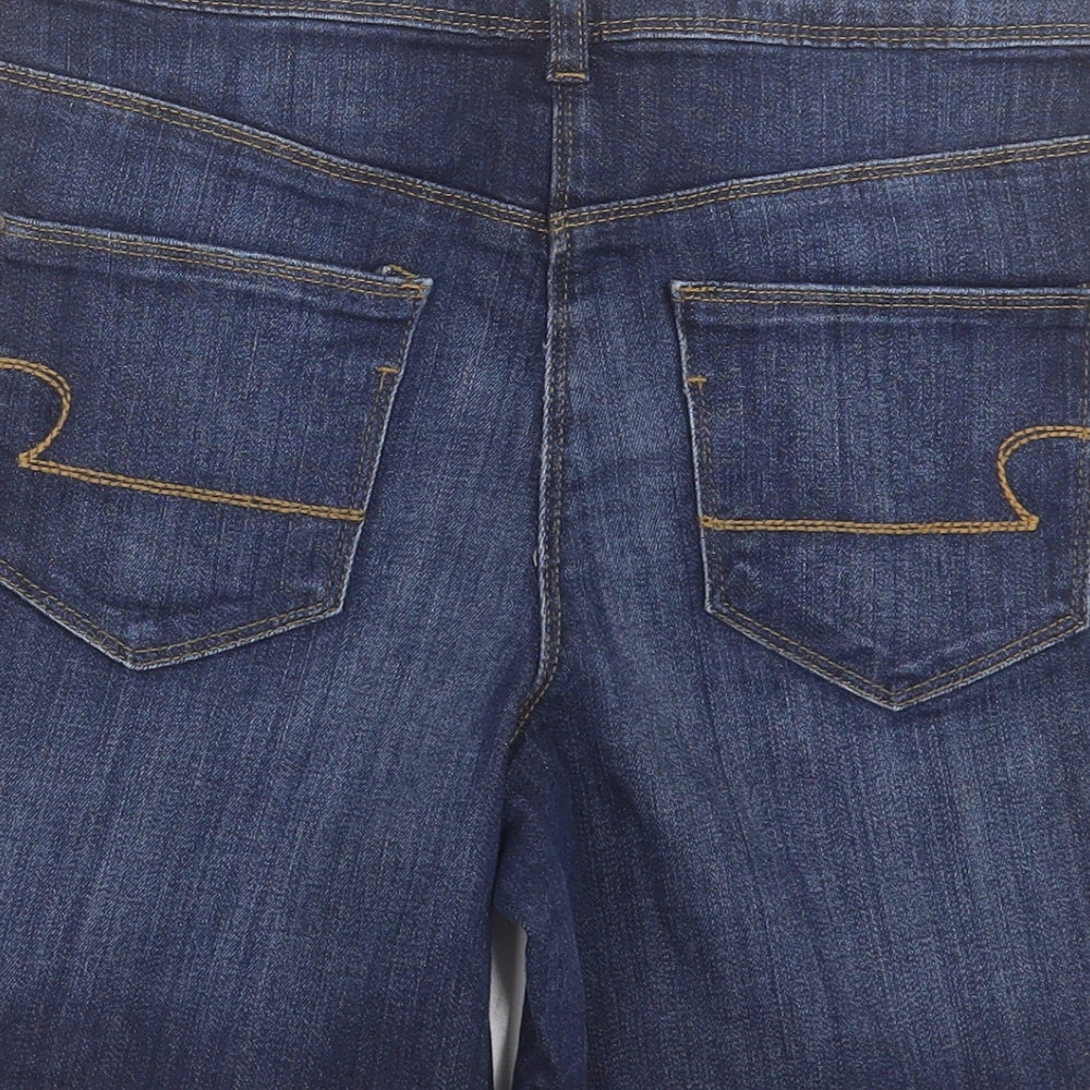 TU Womens Blue Cotton Boyfriend Shorts Size 10 L7 in Regular Button