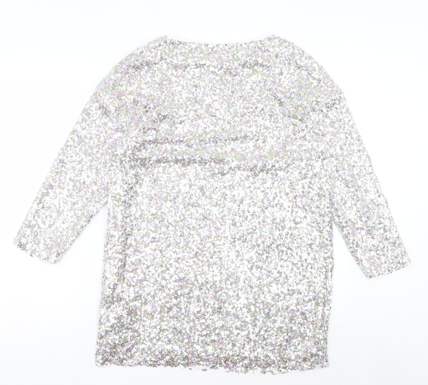 Zara Womens Silver Polyester A-Line Size S Boat Neck Pullover