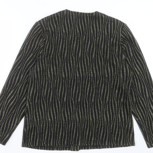 bonmarch Womens Black Animal Print Jacket Size 14 Button