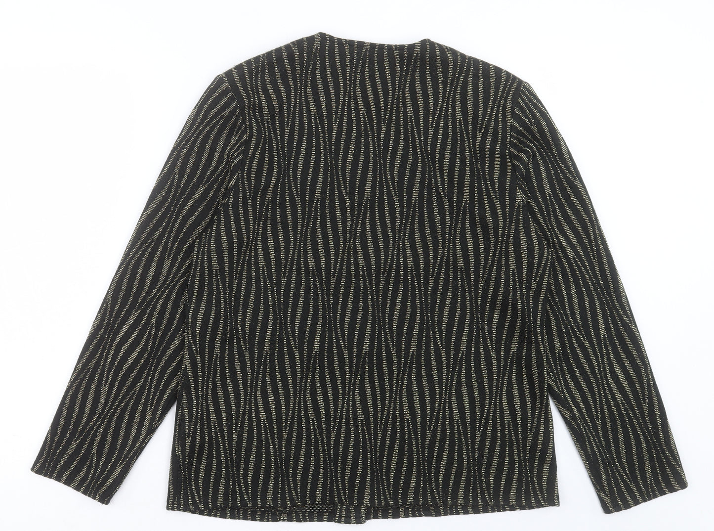 bonmarch Womens Black Animal Print Jacket Size 14 Button