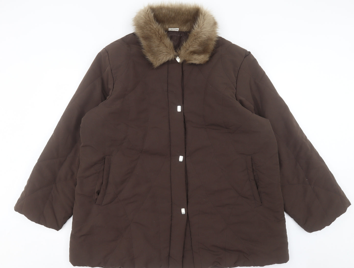 neville Womens Brown Jacket Coat Size 22 Button