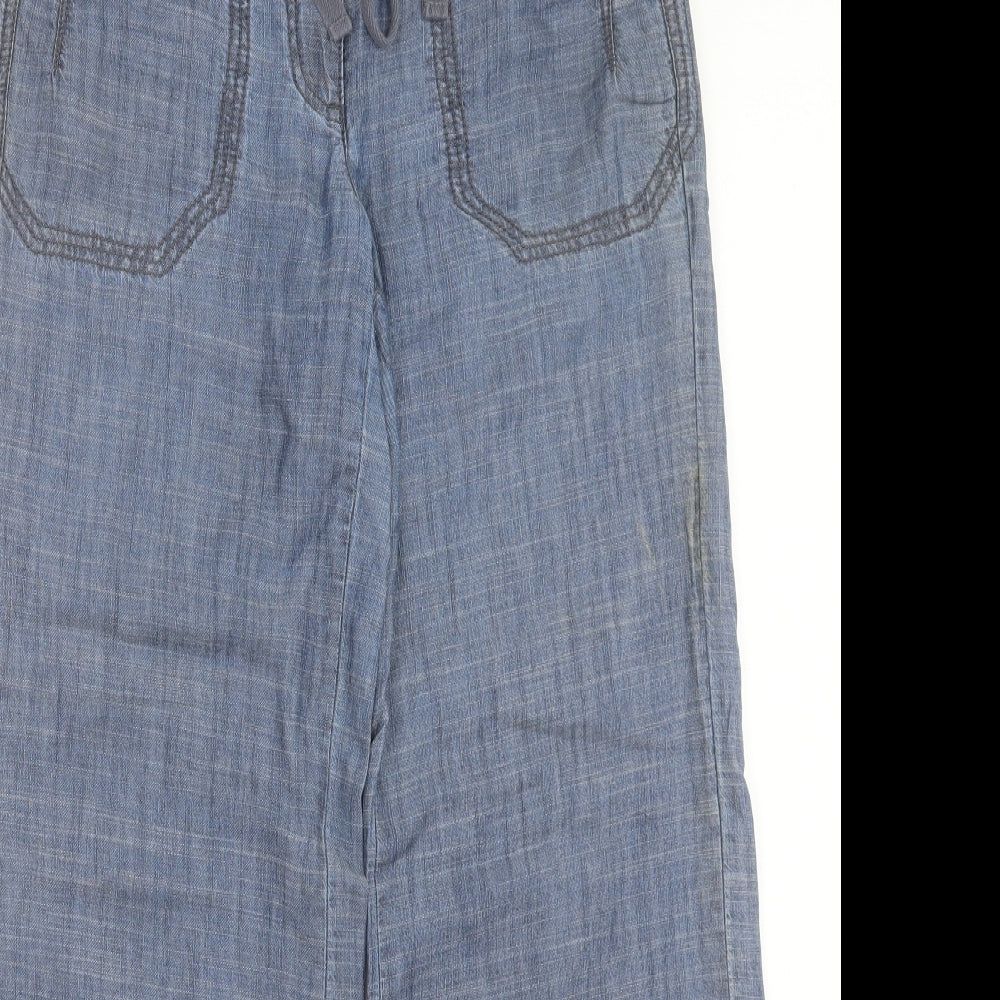 NEXT Womens Blue Lyocell Trousers Size 10 L31 in Regular Button