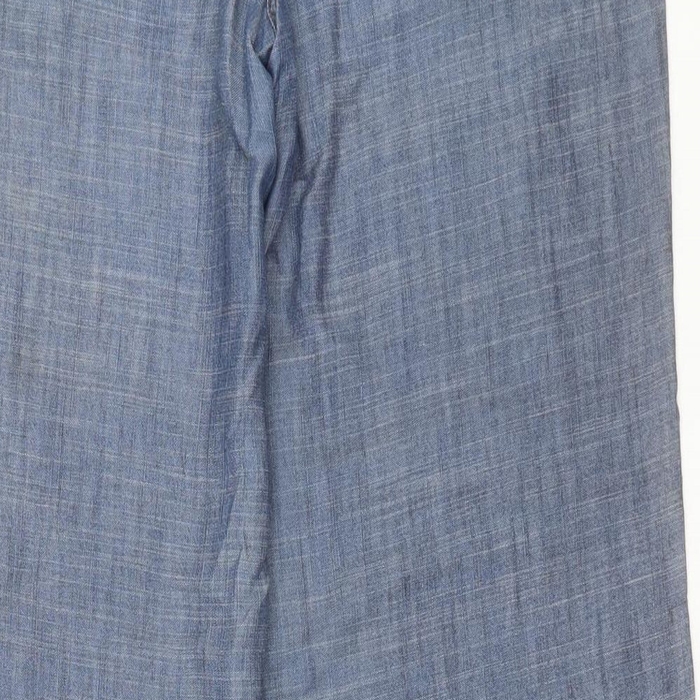 NEXT Womens Blue Lyocell Trousers Size 10 L31 in Regular Button